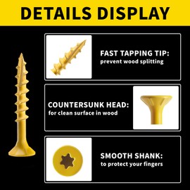 ASTRWK Deck Screw 1-1/2 Inch, Wood Screws #8 x 1-1/2, 155 PCS, Rust Resistant, Exterior Epoxy Coated, Outdoor Decking Screws, Torx/Star Drive Head Deck Screw, T25 Star Bit Included, Tan