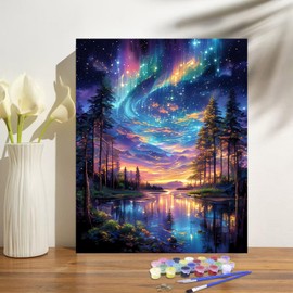 Starry Night Paint by Numbers Kit for Adults Beginner Tree Acrylic Painting Kit Adult Paint by Number Kits on Canvas DIY Painting for Beginners Art by Numbers for Gifts Home Wall Decor 16x20 Inch