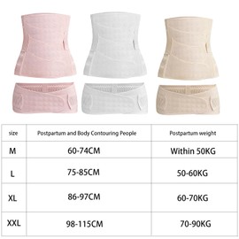 WANYI 4-patch Postpartum Belly Wrap with Pelvis Belt 2 in 1 C-Section Recovery Belt No rolled Post Partum Support Recovery Belly/Waist/Pelvis Belt for Normal Birth/Caesarean Section（Beige，XL）