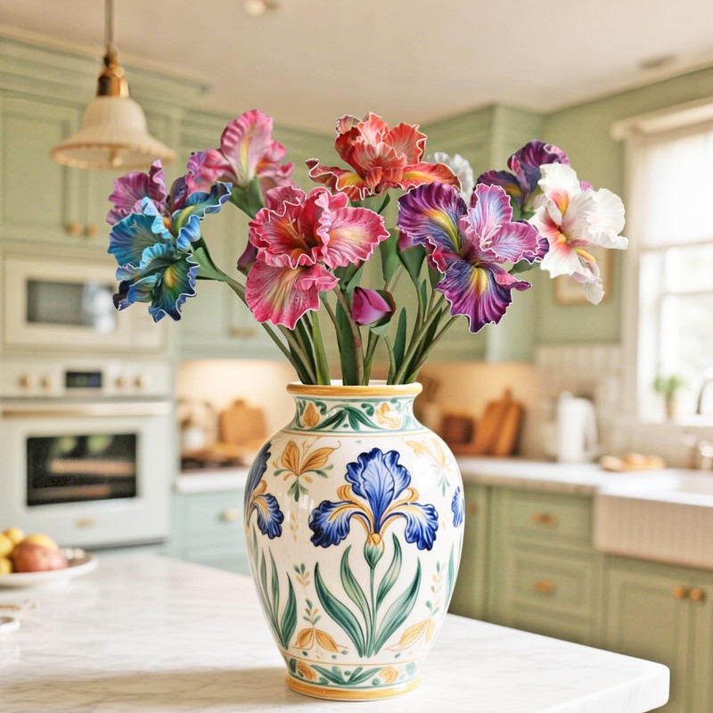 Elyjhyy 6PCS Iris Artificial Flowers Fake Flowers for Wedding Bridal