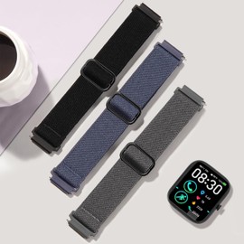 Kollody 3 Pack Nylon Elastic Band Compatible with GloryFit T80/T70/T60/T50/P99/P98 Smartwatch,22mm Soft Breathable adjustable Sport Replacement Quick Release Strap accessory Women Men