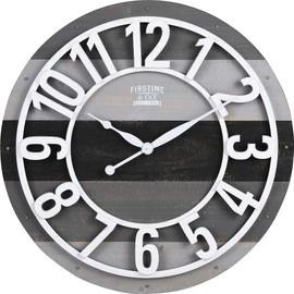 FirsTime & Co.® Gray Shabby Farmhouse Planks Clock, American Crafted, Aged White, 27 x 2 x 27 ,