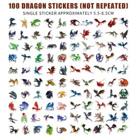 100 Sheets of Dragon Pattern Stickers, Scrapbook Stickers, Laptop Stickers, Guitar Stickers, Decorative Stickers