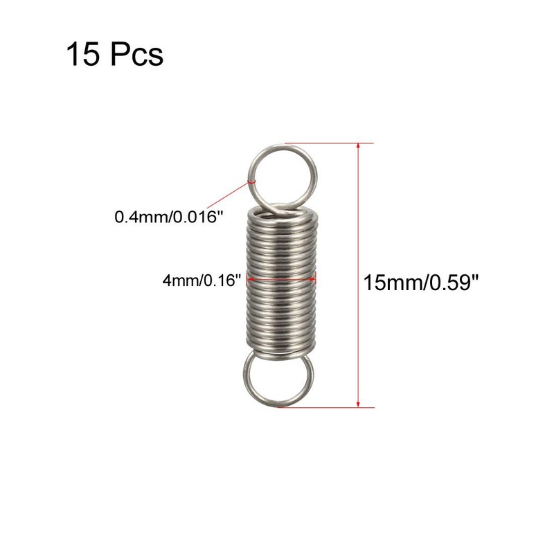 sourcing map Extended Tension Spring Wire Diameter 0.016", OD 0.16",