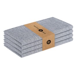 Native Fab Solid Cloth Napkin Set of 4, 100% Chambray Cotton, Washable, Reusable Dinner Cloth Napkin 17x17 inches, Table Decor Napkins for Dinner, Events, Navy Blue