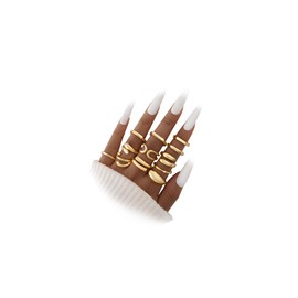 12 Pcs Gold Chunky Ring Set for Women, Knuckle Stackable Finger Midi Rings, Simple Stacking Cute Rings Pack Trendy Stuff Jewelry Gift (12 Chunky gold rings)