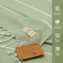 Yazz Turkish Cotton Hand Towels - Set of 2 | 18" x 30" inches | Thin Light Compact Travel Towels, Cotton Turkish Hand Towels for Bathroom | Kitchen, Gym Towels (Apple Green)