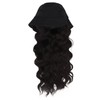 Hat Wig Women Detachable Middle Length Black Brown Curly Wavy