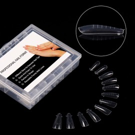 BNG Pack of 120 Nail Shapes Set, Dual Shapes Tips, Ballerina Professional Nail Extension, Flat Square Nail Shapes for Polymer Gel, Quick Assembly, Full Coverage, Double Shapes Set, Clear-5