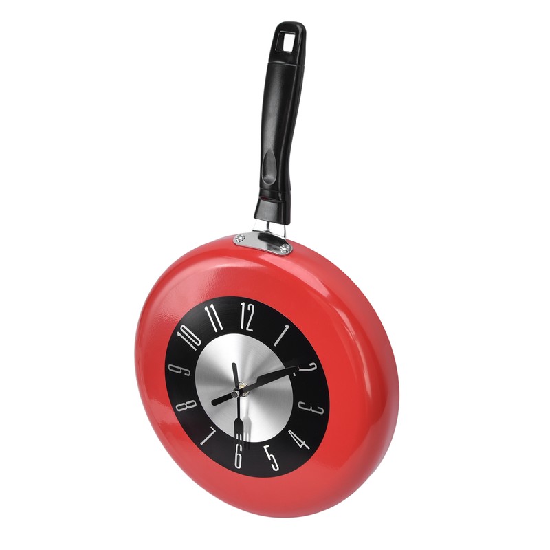 Frying Pan Wall Clock Aluminum Kitchen Pot Decorative Hanging Clocks