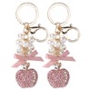 2Pcs Keychain Pendant Pearl DiamondStudded Fruit Shape Key Ring Girl