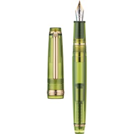 Jinhao - Pluma estilográfica acrílica 82, punta extrafina de iridio con convertidor de tinta, color verde oliva transparente, diseño clásico,