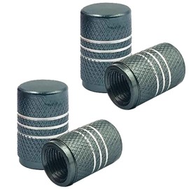 TCPENG® Dust Caps for Car Tyres, 4 Pieces Aluminum Alloy Tyre Valve Dust Caps, Easy-grip Thread Car Tire Valve Stem Caps Black Valve Caps Replacement for Cars,Bike, Motorcycle(Gray)