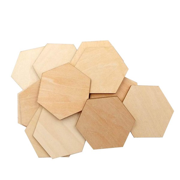 Artibetter Wood Chips Wood Slices Decorative Wood Chips Wood Cards Hexagon Props DIY Decor Room Decor Crafts 6cm Set of 50