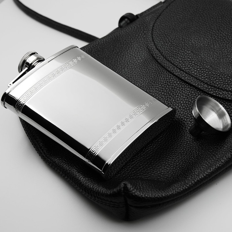 iSavage 6oz Hip Flask with Engraving Decoration with a Funnel
