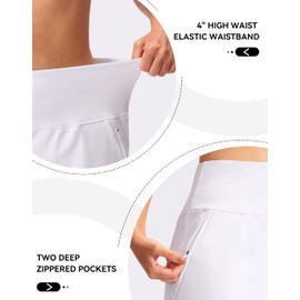 G Gradual High Waisted Golf Skirts for Women Tennis Skirt Zipper Pockets Skorts for Woman Athletic Workout Casual (White. M)