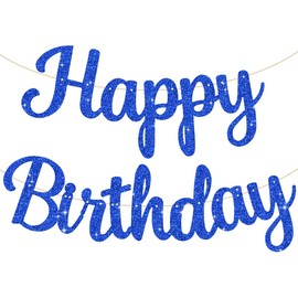 TONIFUL Dark Blue Happy Birthday Banner. No DIY 10Feet, Pre-Strung Glitter Happy Birthday Sign, Happy Birthday Garland, Happy Birthday Background, Happy Birthday Decorations for Women