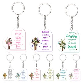 RUMIA 9 Pcs Christian Keychain for Women Inspirational Bible Verse Mom Gifts Keychains Acrylic Scripture Religious Key Chains for Women Men Friends Coworkers Gifts