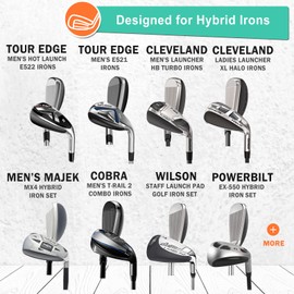 Golf Hybrid Iron Head Covers Right&left handed clubs Headcovers 9Pcs (4-9,P,A,S) Long Neck Black fit for Cleveland Launcher Set,Cobra T-Rail,Wilson Lauch Pad