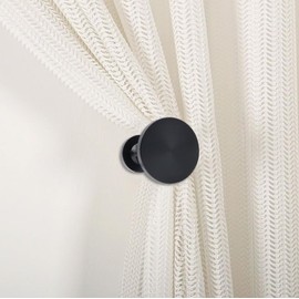 Paquete de 2 alzapaños para cortinas, aleación de zinc, para montaje en la pared con tornillos, soportes decorativos para cortinas elegantes y ganchos negros para oficina en casa