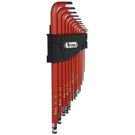 Titan 12713 Extra-Long Arm Ball Tip SAE Hex Key Set, 13 Piece , Red