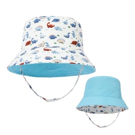 Jupsk Baby Bucket Hat Toddler Reversible Sun Hat Wide Brim with Chin Strap UPF50 Summer Beach Cap for Child Kids Girls Boys 1-4 Years