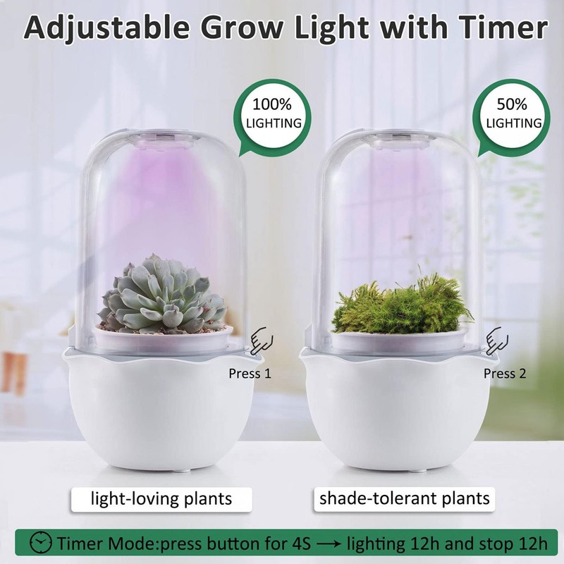 Smart Planter with Grow Light Indoor Minimalist Design LED Succulent