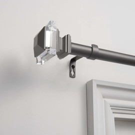Exclusive Home Curtains Prism 1" Curtain Rod and Coordinating Finial Set, Gunmetal, Adjustable 36"-72"