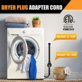 Tellegloww NEMA 5-15P to 10-30R 15Amp Dryer Adapter Cord Female Power Adapter with Handle 15 Amp 3 Prong Female Receptacle ONLY for 120V Device EV Power Cord, 12Inch, STW 10 Gauge, ETL Listed