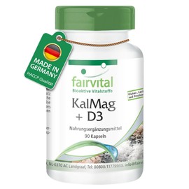 fairvital Calcium Magnesium Citrate Plus Vitamin D3-90 Capsules, High Dose, Cal-Mag + Vitamin D3 Cholecalciferol