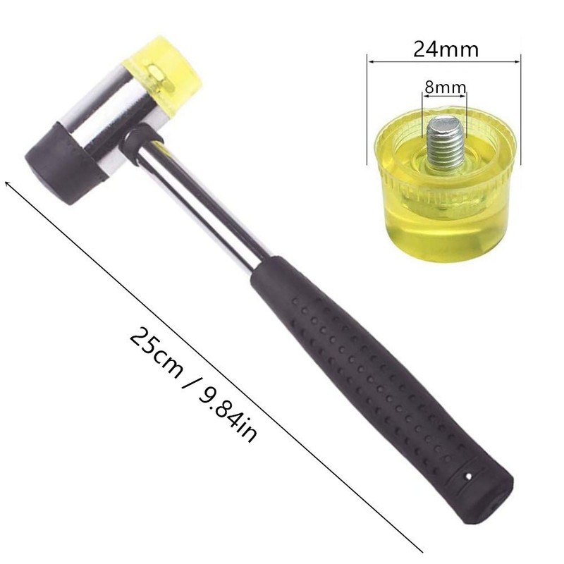 25mm/9.84in Rubber Mallet Double-Sided Soft Hammer Plastic Hammer Manual Rubber