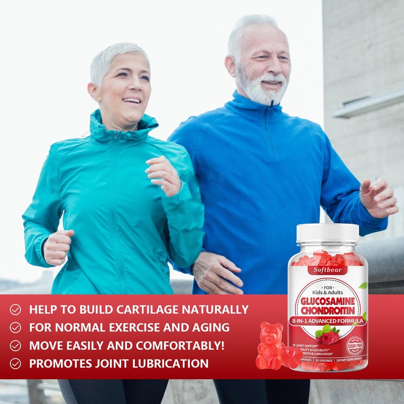 softbear Glucosamine Chondroitin Gummies Sugar Free, Extra Strength Glucosamine Chondroitin