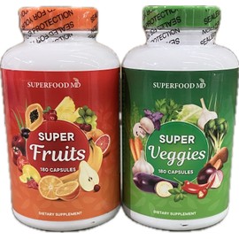 Superfood MD 180 Fruit & 180 Veggie Caps 100% Whole Natural Superfood Exp 1 2026
