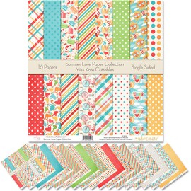 Pattern Paper Pack - Summer Love - Scrapbook Premium Specialty Paper Single-Sided 12"x12" Collection Includes 16 Sheets - by Miss Kate Cuttables