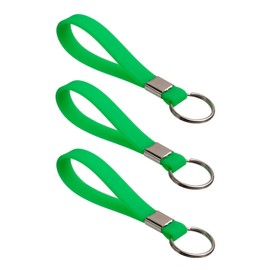 Multi pack of three Heavy Duty Identification Silicon Key Ring loops Fob. (3 Green)