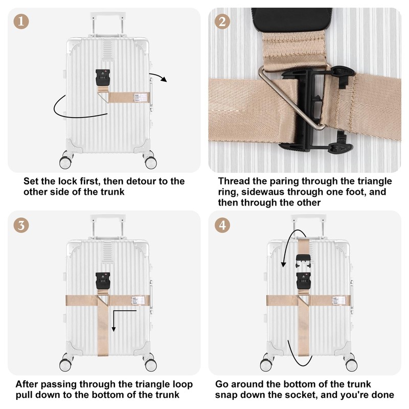 Luggage Strap Cross Luggage Belt with TSA Certified Customs Lock