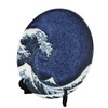 Japanese Souvenir Picture Plate Wave Fuji Mt. Fuji Blue (With