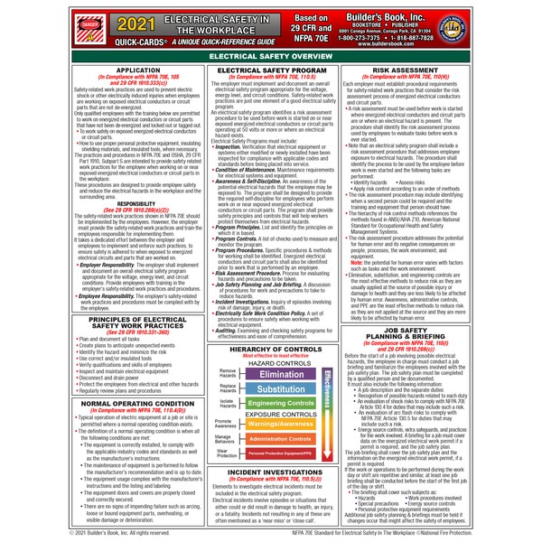 Electrical Safety in the Workplace Quick-Card Based on 29 CFR
