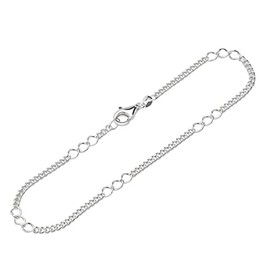 NKlaus 26 cm Anklet 925 Silver Figaro Curb Chain Round 2.0 mm Wide Ankle Chain Women's 14590, 26 cm, Sterling Silver Silver, No gemstone