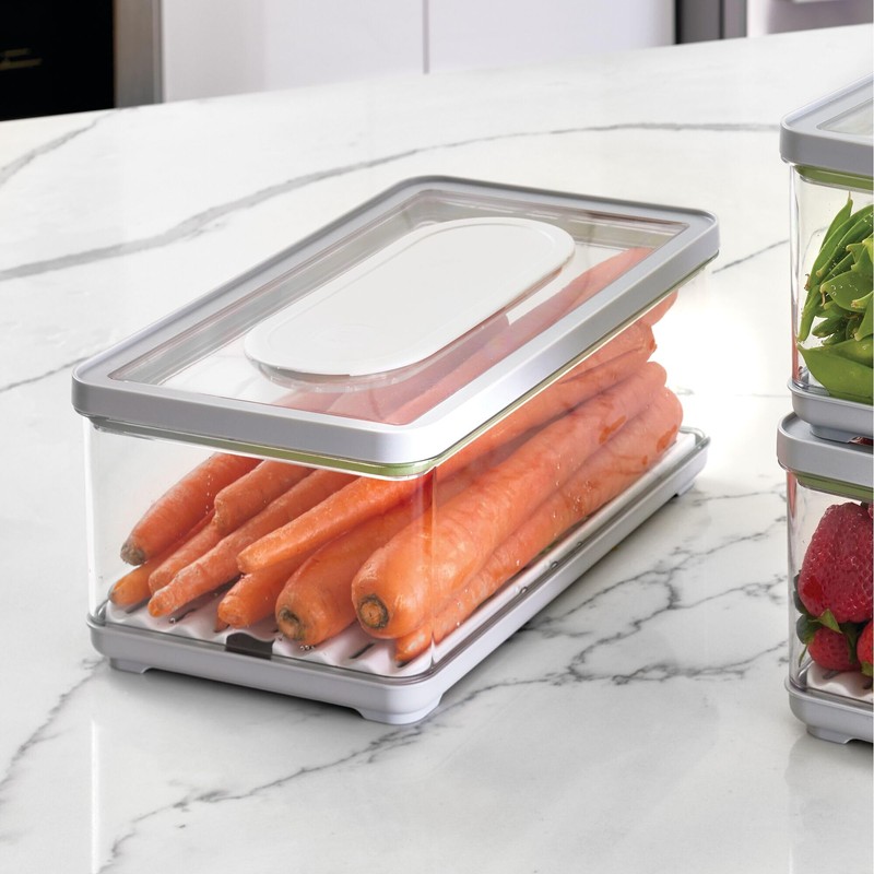 iDesign Small and Large Fridge Produce Bins with Removable Drainage