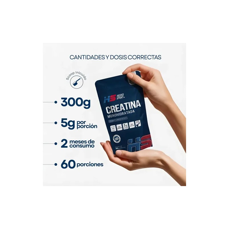 Creatina Monohidratada 300gr Hero Sport Sabor Sin sabor