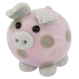Glass Of Venice Murano Glass Piglet - Spotty Pink