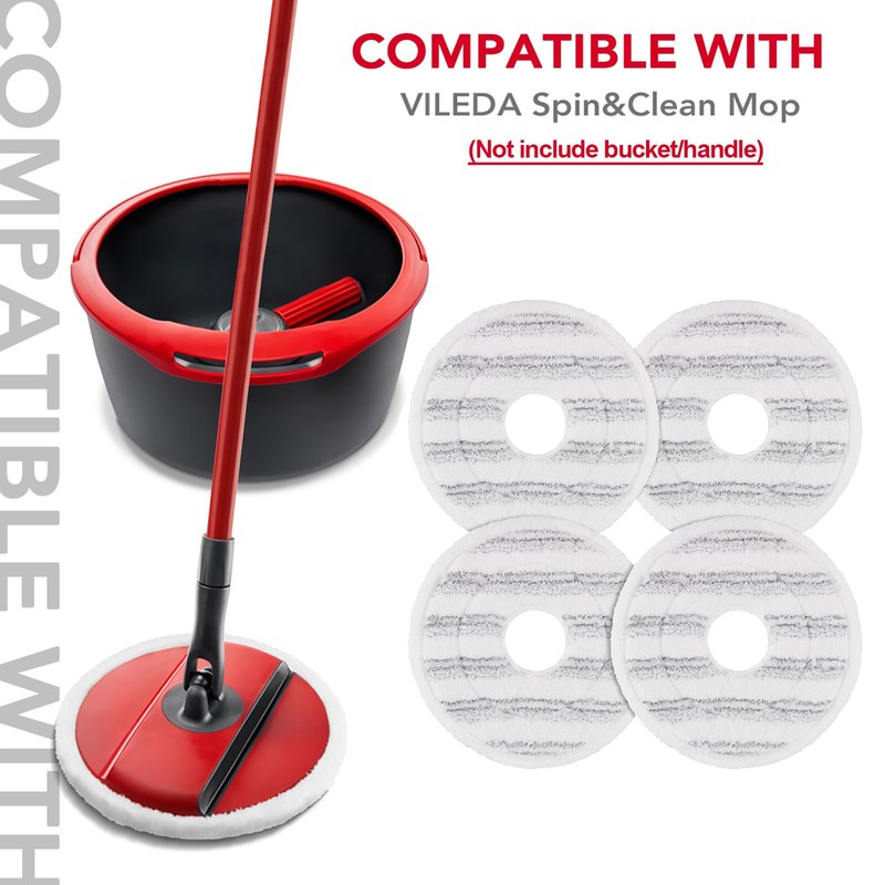 4Pack Spin and Clean Mop Refill For Vi ledas Mop