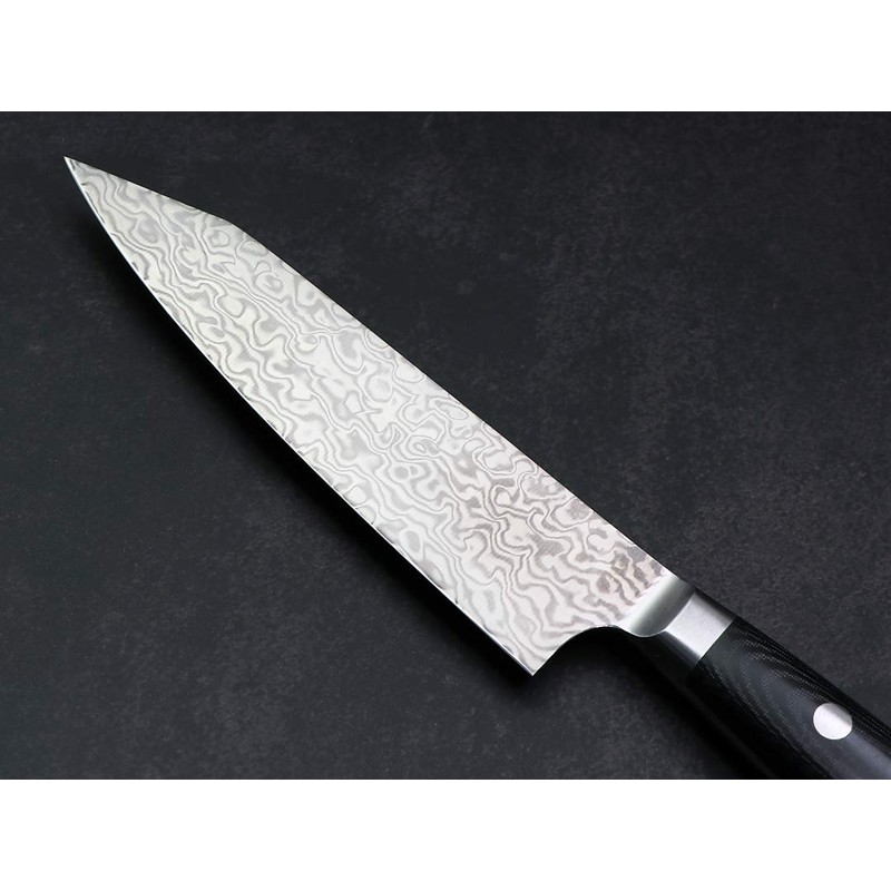 Coreless Damascus Sword Shaped (Cut) Petty 120 Black Micarta