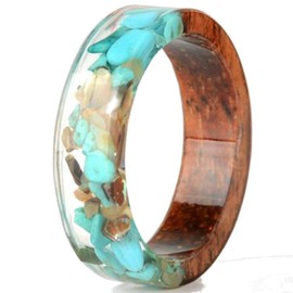 Jude Jewelers 8mm Transparent Acrylic Resin Wood Ocean Style Wedding Band Anniversary Ring, Resin, Cubic Zirconia
