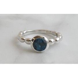 London Blautopas Edelstein Bubble Sterling Silber ring - Natürlicher Edelstein - Geburtstagsgeschenk - Weihnachtsgeschenk - Handgefertigte Geschenkideen für Frauen (Größe: US Size 8 / Diameter 18.2)