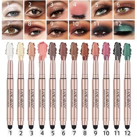 Long Lasting Eyeshadow Pen, 12pcs/set Shimmering & Matte Double-ended  Eyeshadow Pen for Women & Girls, Easy to Apply for Eye Makeup, Christmas Gift