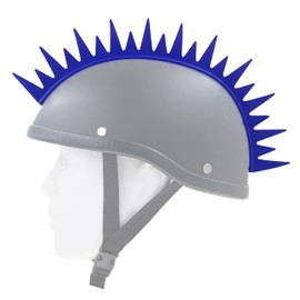 Hot Rides Rubber Mohawk Warhawk for Helmets - Cool and Durable Punk-inspired Style (Zigzag-Blue)
