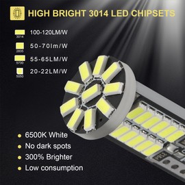 iFunyLED iFunyLED 10 Pieces 194 LED Bulb Super Bright 6500K T10 168 2825 W5W 34-SMD 3014 Chipsets Replacement Bulbs for Car Trunk Interior Dome Map Door Dash Courtesy License Plate Lights - Xenon White