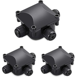 Waterproof Junction Box, IP68, 3-Way Outdoor Cable Connectors,Outdoor/External Electrical Light Junction Box Ø 6mm-10.2mm (3 Pack)